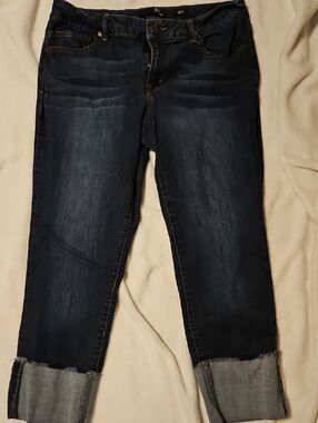 Taylor Dark Blue Cuffed Cropped Jeans